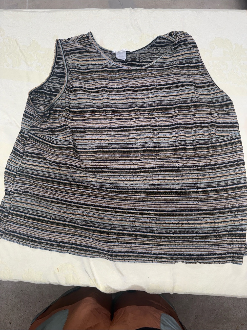 dressbarn Striped Sleeveless Tank in Black and Cream
